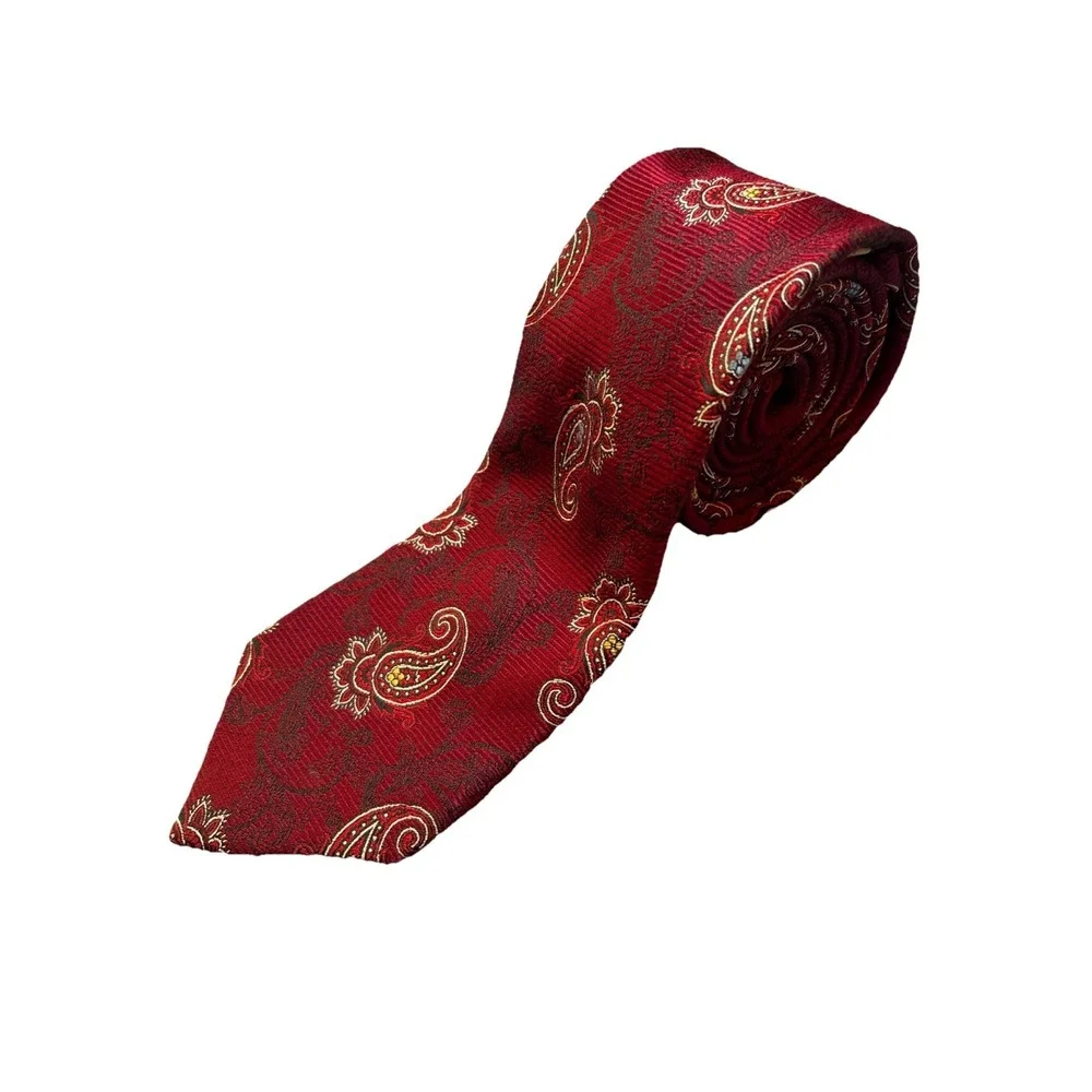 Joseph A Bank Heritage Collection 100% Silk Red Paisley Tie